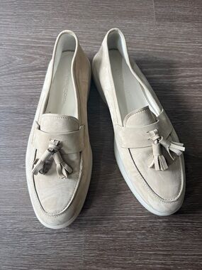 Anna Cori Taupe Suede Tassel Loafers